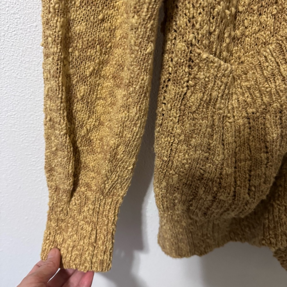 Free People Sunset Drive Oversized Cardigan Sweater Golden Mustard Button V-M - Picture 6 of 11